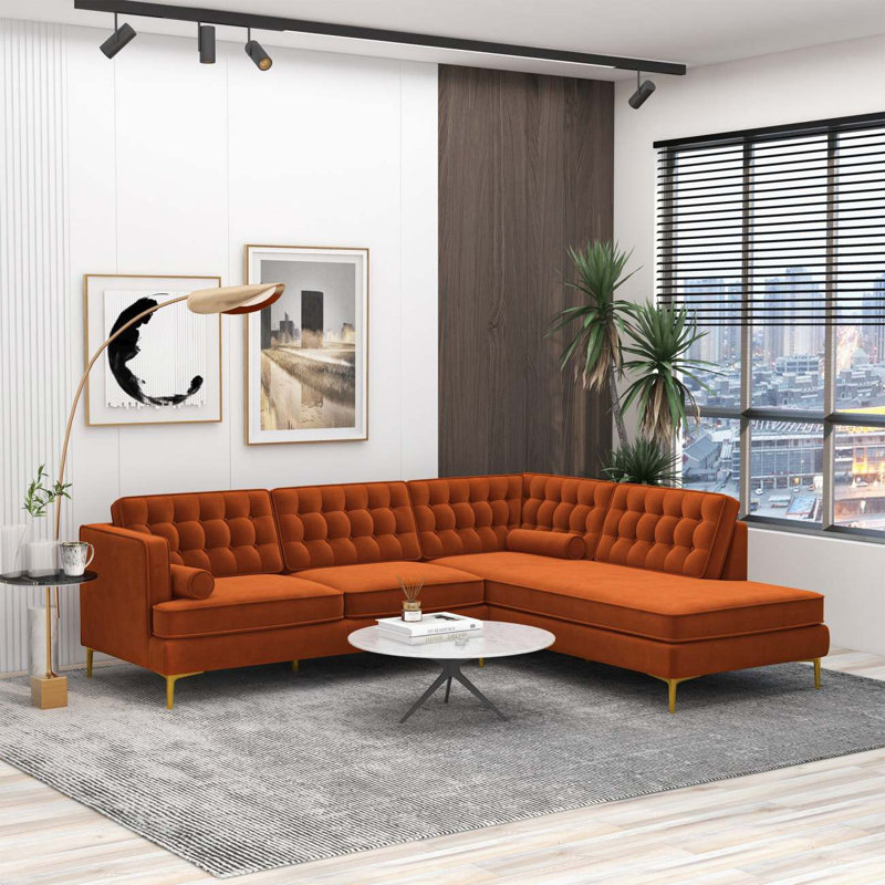 Canapé Moderne, Cuir orange