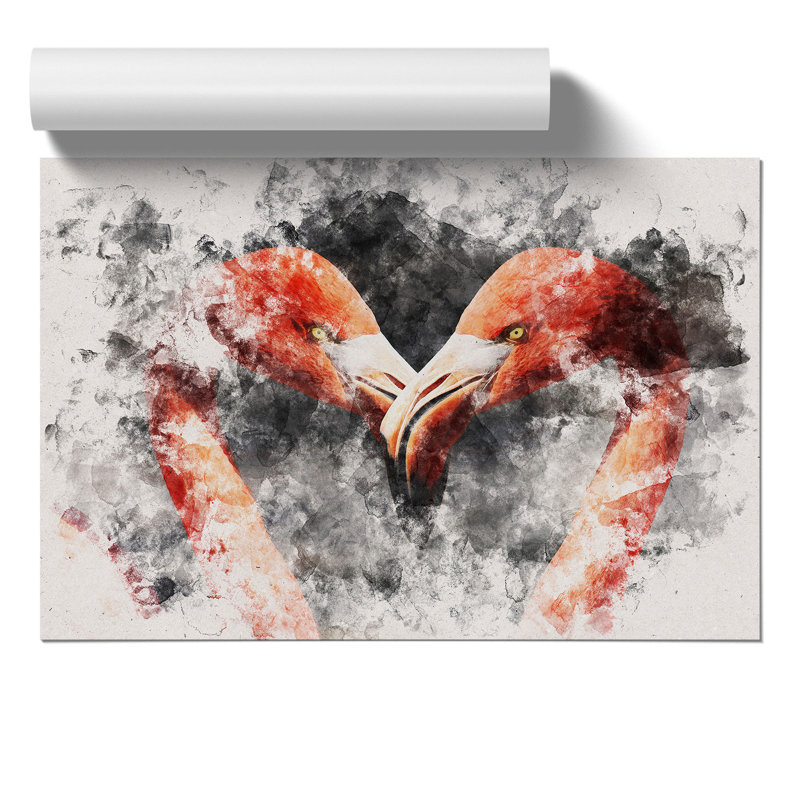 Pink Flamingo Watercolour - Frameless Print, 30cm H x 42cm W x 0.1cm D