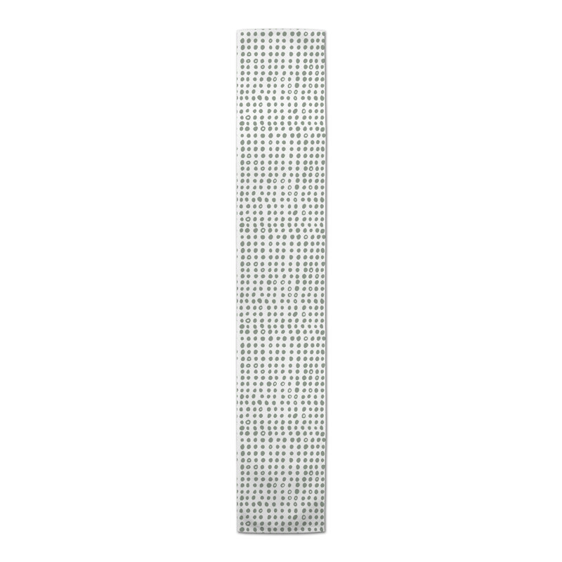Devinn Polka Dots Table Runner, 90" x 16", Green