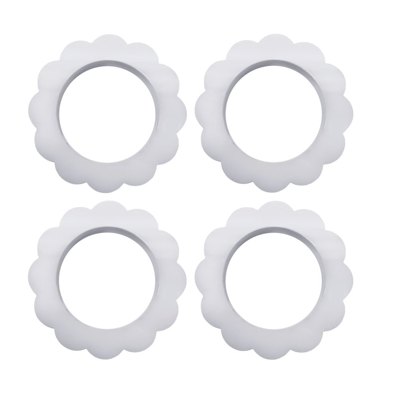 White Scallop Napkin Ring Set of 4, White