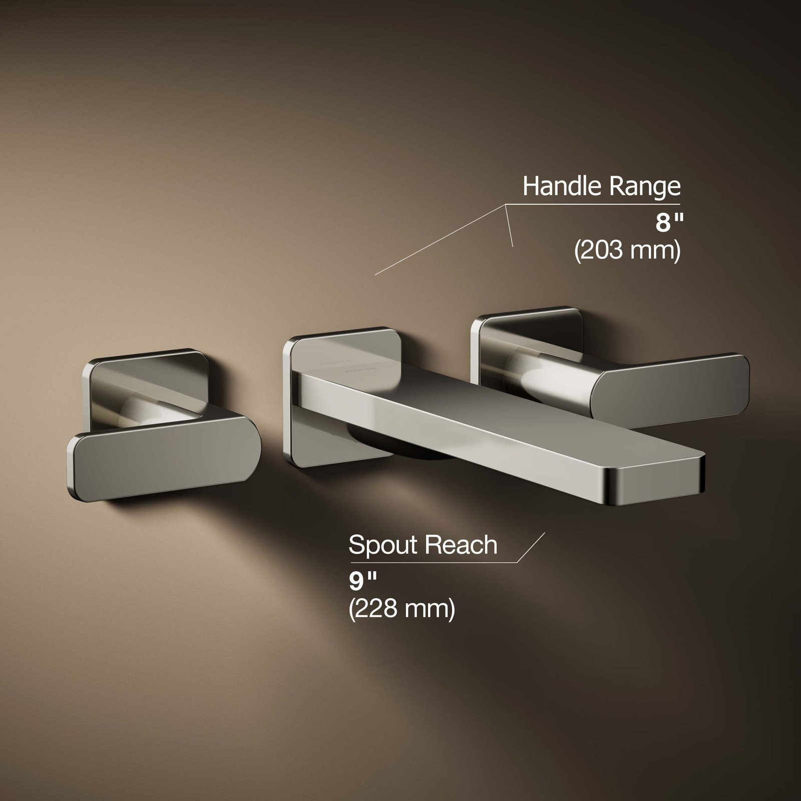 Parallel Wall-Mount Bath Filler Trim, Polished Nickel