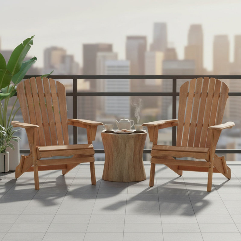 2-Piece Adirondack Chair Set with Pre-Assembled Backrest for Patio & Garden