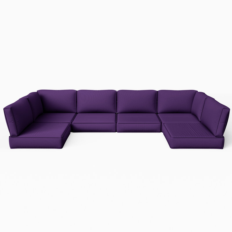 Ensemble de coussins d'extérieur 14 pièces Wynee, Mauve royal, 4.9", Mélange