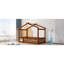 Lit simple en bois avec clôture en noyer pour cadre de maison Happiness House, offrant un espace de rêve