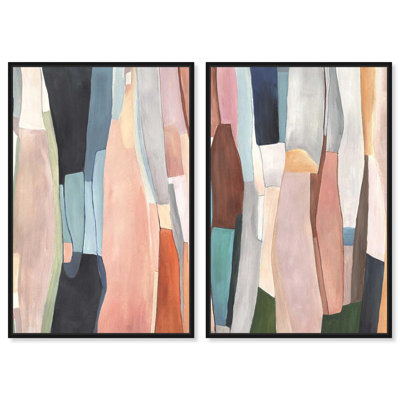 Glorious Lines Set Canvas Print Modern Abstract Art Set by Art Remedy, Black Frame, 20 x 30