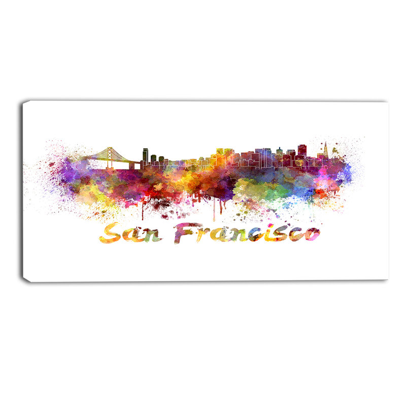 «San Francisco Skyline Cityscape» par Designart, impression sur toile, H 16 po x l 32 po x P 1 po
