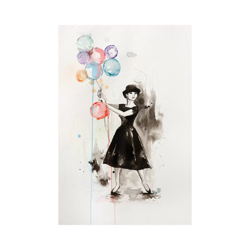 «Audrey Hepburn Funny Face» par Sara Riches, peinture sur toile tendue, H 26 po x l 18 po x 1,5 po