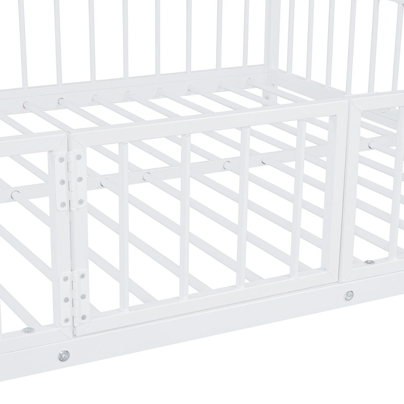 Lit superposé double au-dessus de double avec glissières et barrières de sécurité, blanc, Double sur double