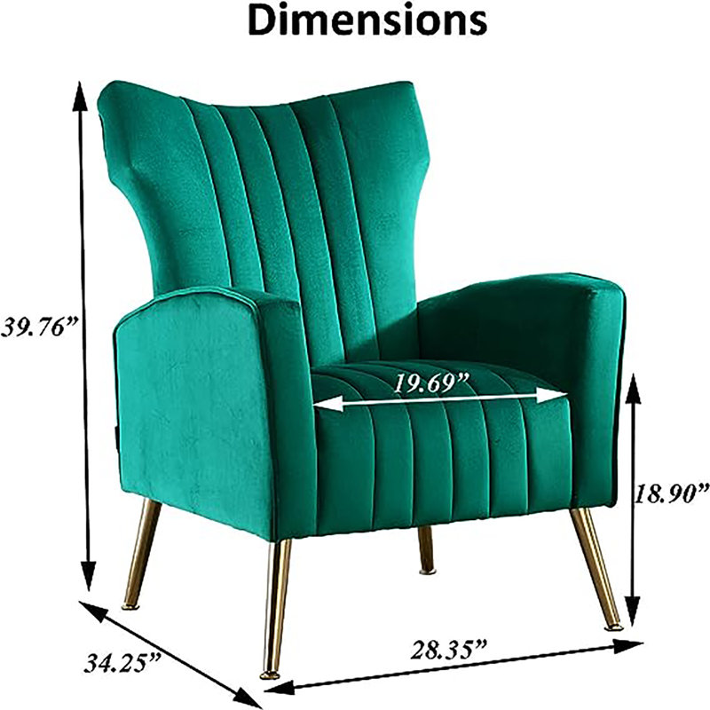 Jaban Velvet Armchair, Green Velvet