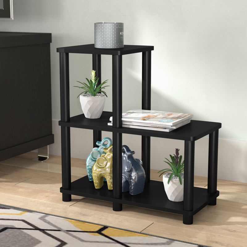 Amiee 51cm H x 48cm W Plastic Ladder Bookcase, Espresso/Black
