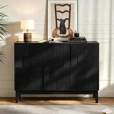 44.3"Mid Century Modern Sideboard and Buffet Cabinet With Storage, with 3 Doors and Shelves