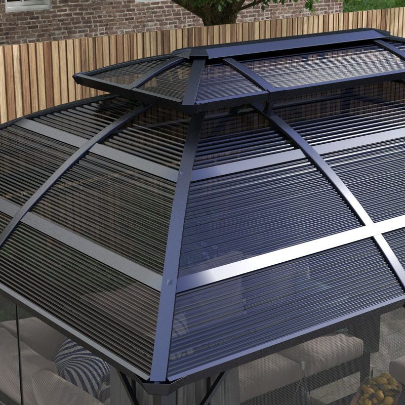 Pavillon de jardin extérieur 13 po x 10 pi, double toit pour la pelouse, noir