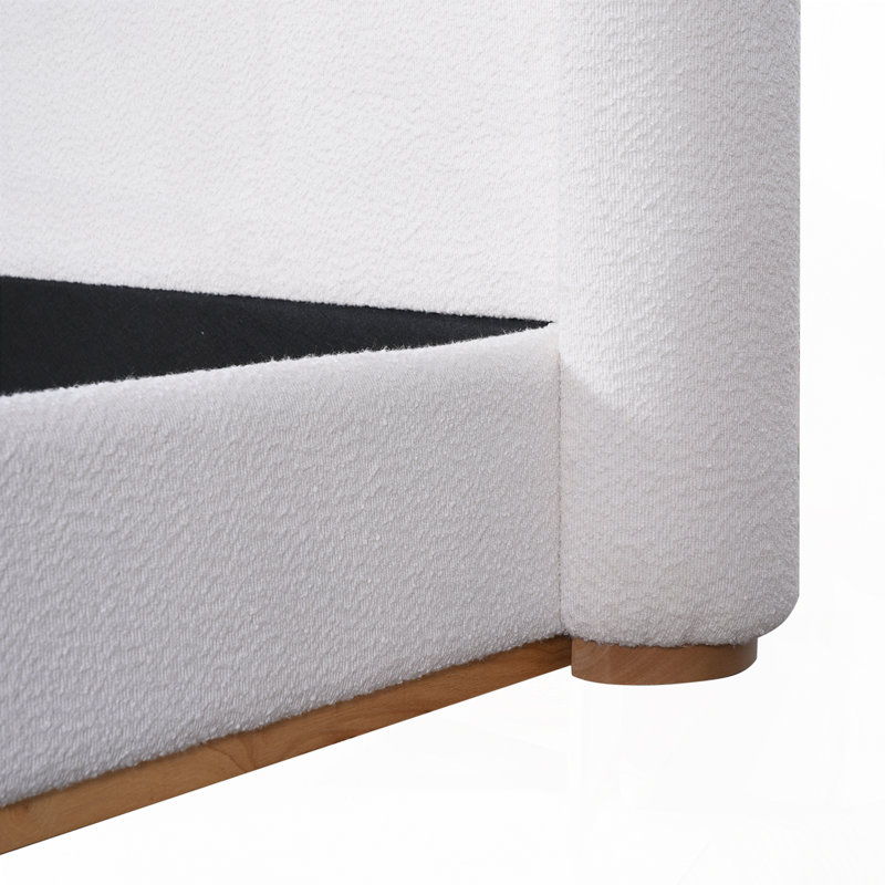 Structure de lit en tissu avec tête de lit tapissier Boucle, Très grand