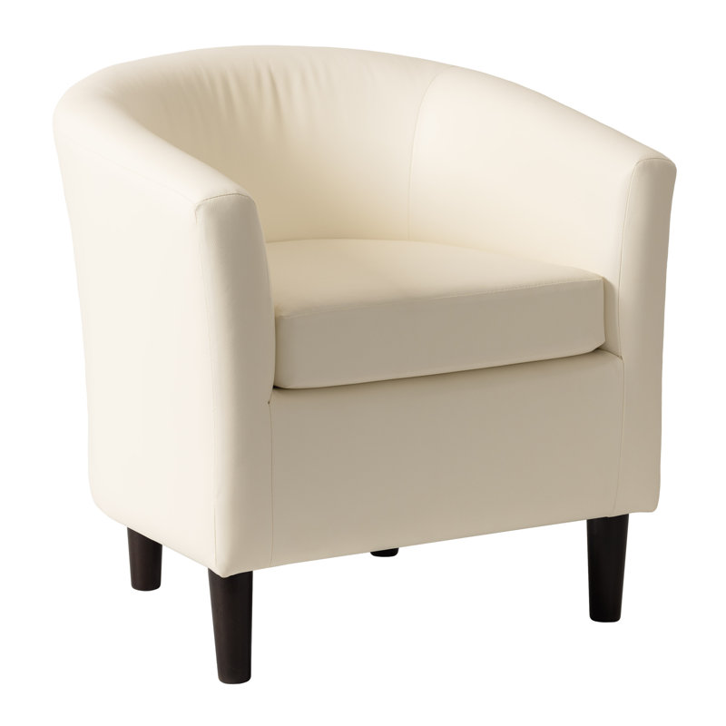Fauteuil demi-tonneau de 27 po Scarlet, Similicuir blanc chaud