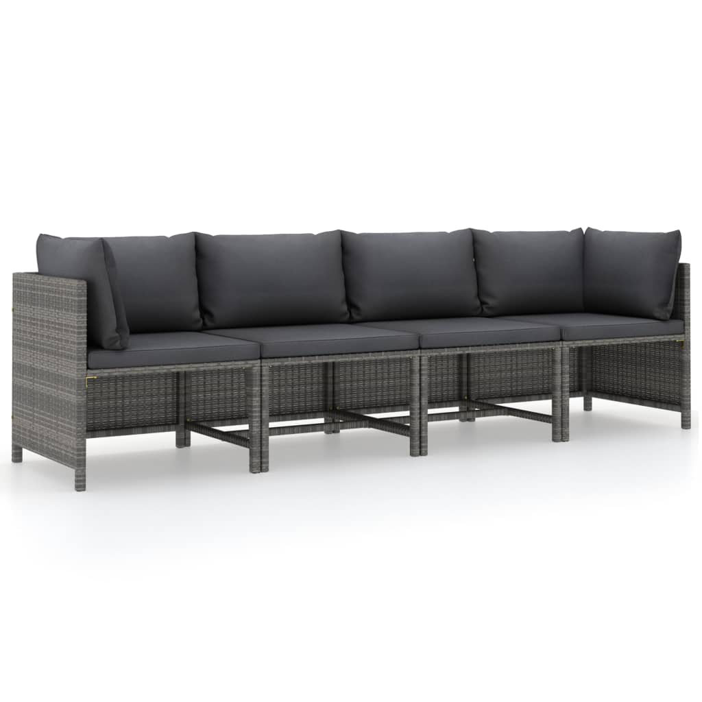 4-Sitzer Lounge-Set Jayloni aus Polyrattan mit Polster