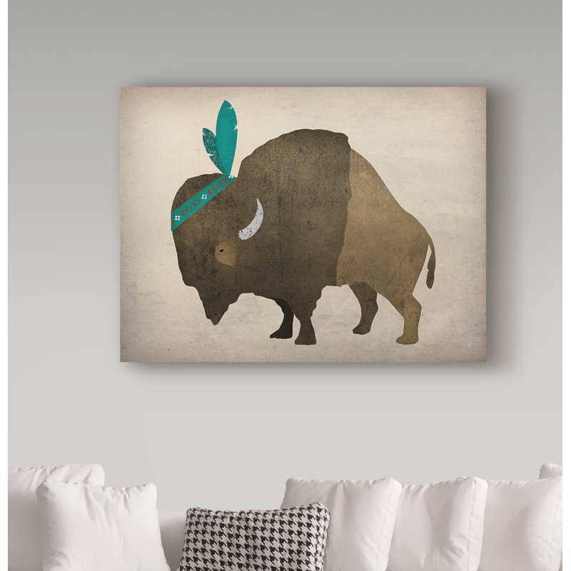 « buffalo bison iii », art sur toile, H 14 po x l 19 po x P 2 po