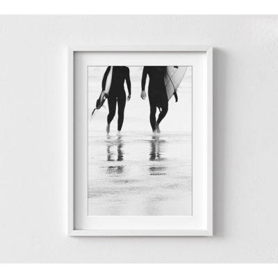 Reproduction d'art mural Kneema Surfer, encadré photo de décor de plage noir et blanc, impression d'art de planche de surf, art mural encadré, art mural surdimensionné