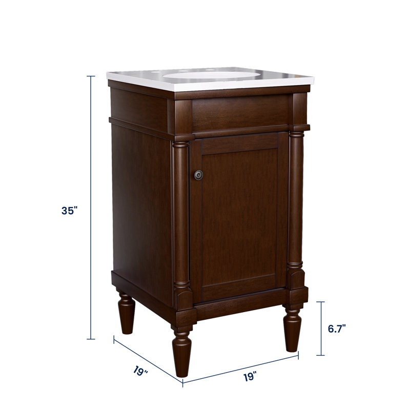 19'' Single Bathroom Vanity With Engineered Stone Top, Brown