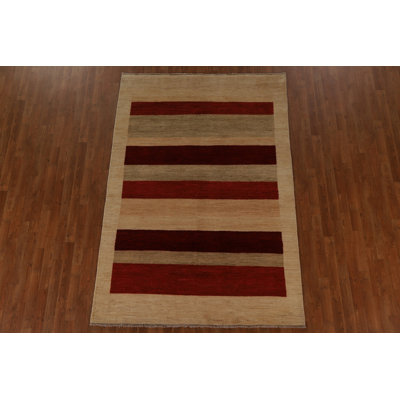 Tapis oriental rayé Gabbeh 6 x 8
