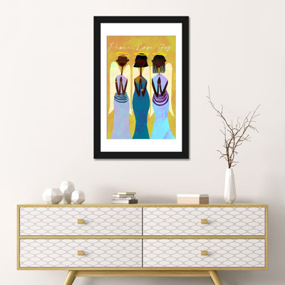 Peace, Love, Joy - Reproduction d'art mural - Papier d'art encadré