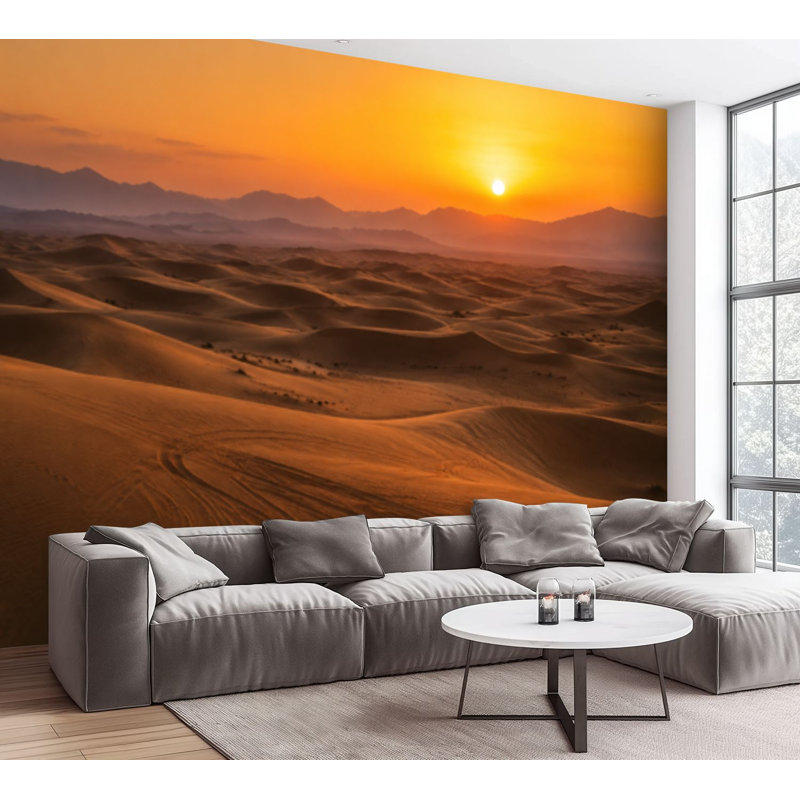 Papier peint adhésif auto-adhésif amovible coucher de soleil coucher de soleil désert pour chambre à coucher H 100 po x l 144 po