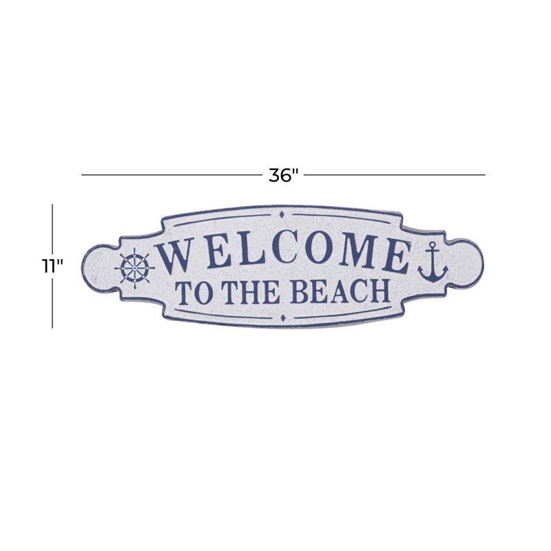 Metal Welcome to the Beach Sign Blue Wall Decor