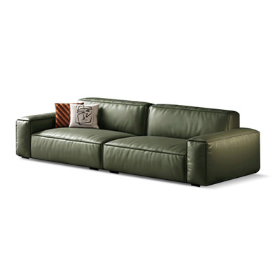 Green Genuine Leather Modular Sofa cushion couch