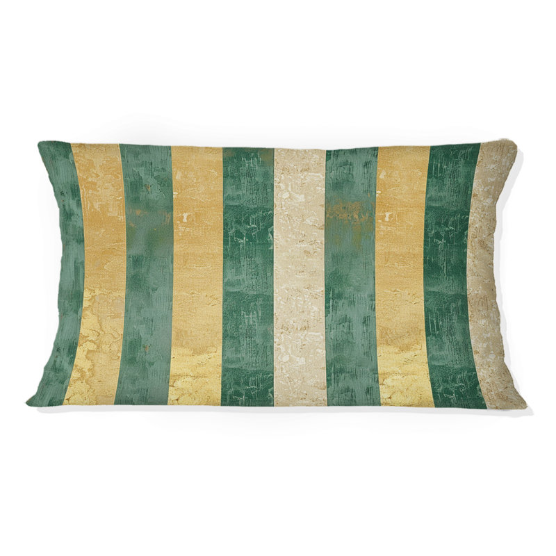 Coussin lombaire à rayures dorées et vertes III