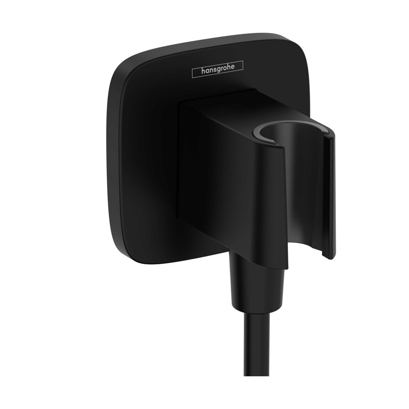 Prise murale avec douchette hansgrohe FixFit Q, Noir mat
