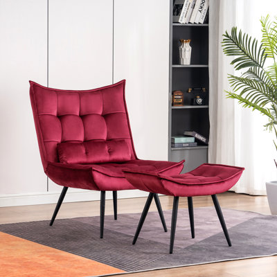 Fauteuil d'appoint à dossier capitonné en velours Cellan