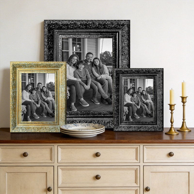 Cadre de table noir 1 pièce 11 po x 14 po avec tablette prête à accueillir, Black, 1, L 11 po x H 14 po