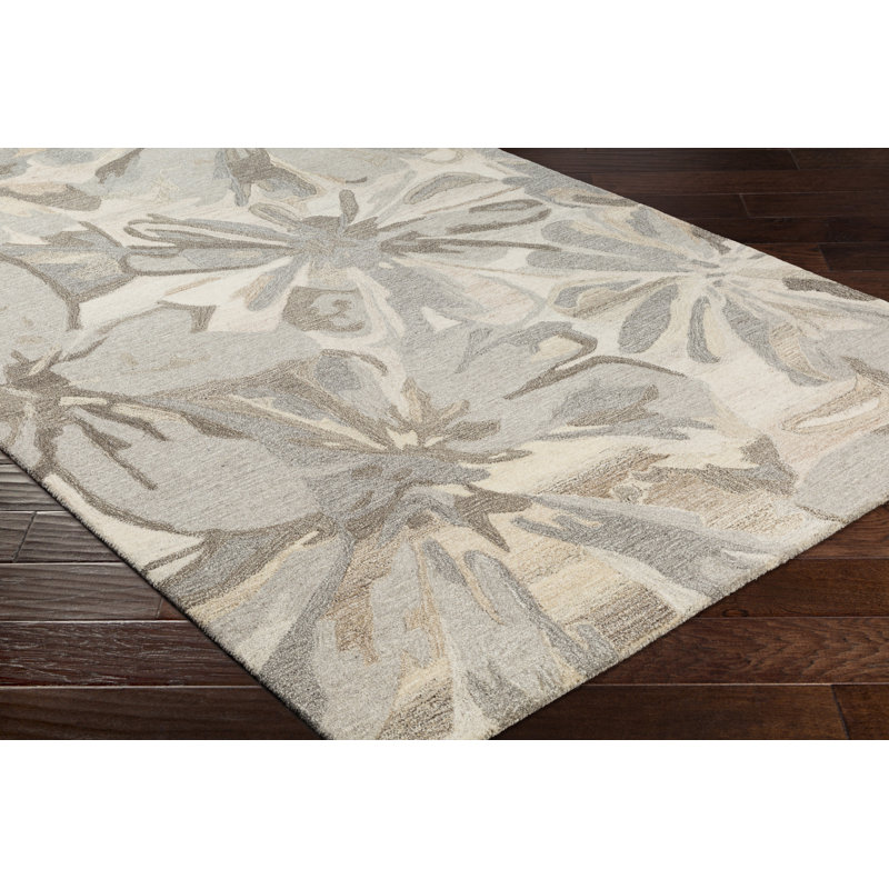 Tapis taupe en laine touffeté à la main Elsberry, Rectangle 2 pi x 4 pi