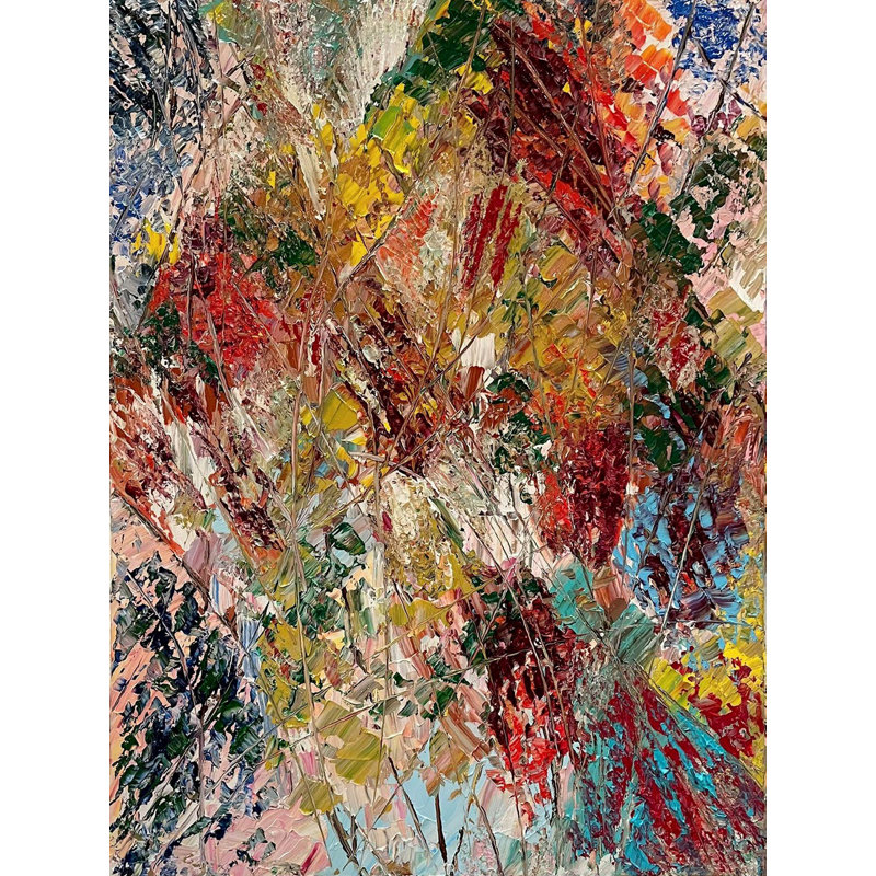 "Acrylique abstraite colorée" sur toile par Aakriti Jhanb - art mural moderne multicolore pour le salon ou le bureau
