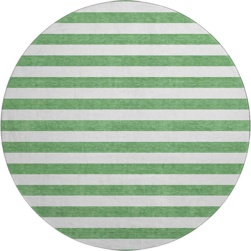 Premium Machine Washable Cerrito AMF528 Green Rug, Round 8'