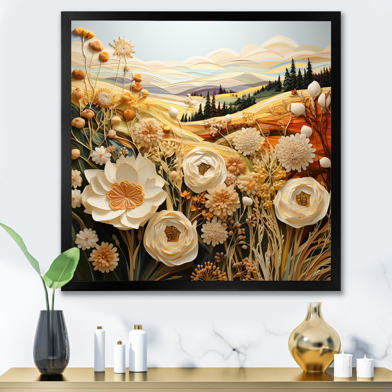 «Threaded Garden Tapisserie I», art mural abstrait sur toile_105687, H 16 po x l 16 po x P 1 po, Cadre photo noir
