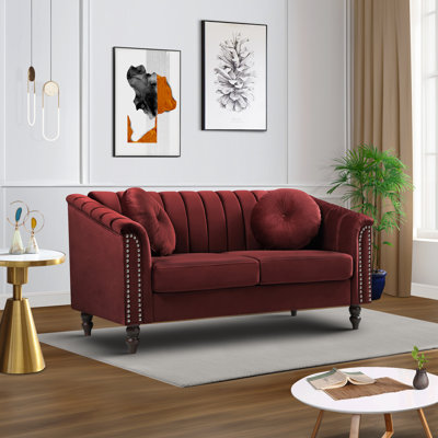 Latausha Velvet Living Room Loveseat, Royal Rad