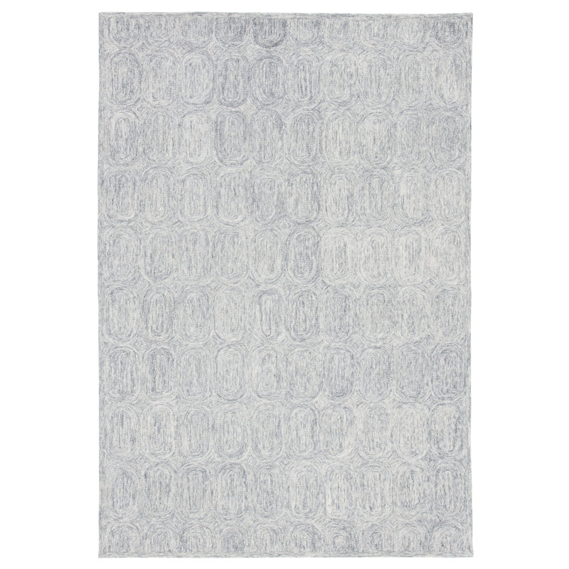 Ashford Abstract Handmade Tufted Wool Grey Area Rug, Rectangle 5' x 8'
