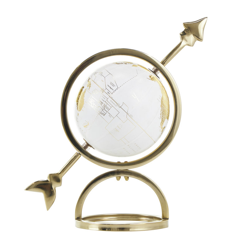 Globe terrestre en métal Mahairir, H 14,1 po x l 12,2 po x P 6,7 po