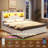 White Storage Bed Queen with LED Headboard and Charging Station – Farmhouse Platform Bed with 4 Drawers, Flip-Door Cabinets, USB Ports, No Box Spring Needed, Rustic Wood & Metal Frame-959736490-959736489