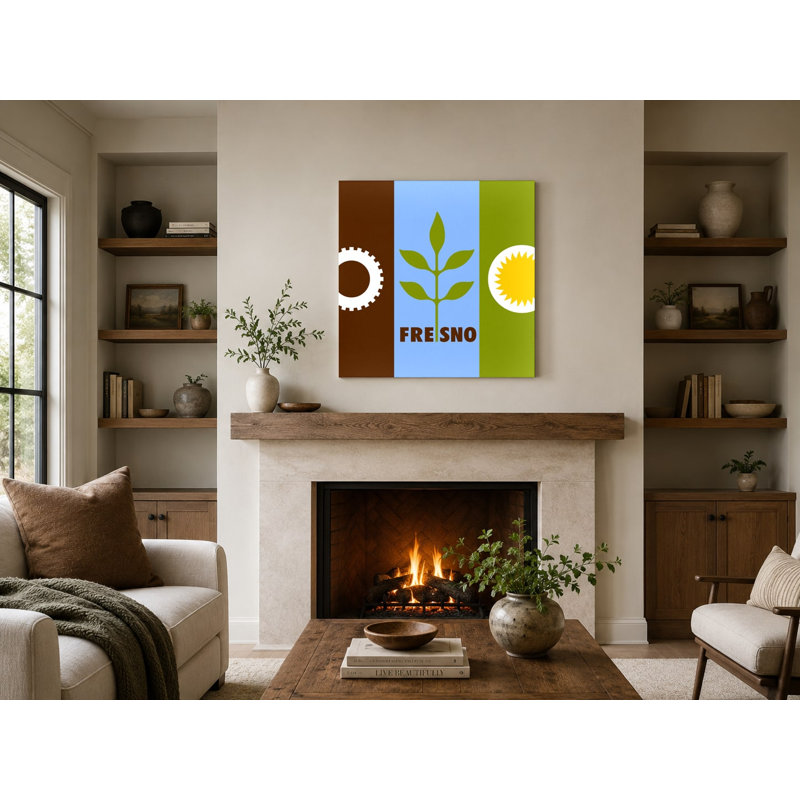 Fresno City Flag - Art mural officiel sur toile, 16" H x 16" W
