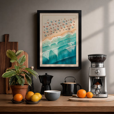 Umbrellas By The Shore Coastal - Print