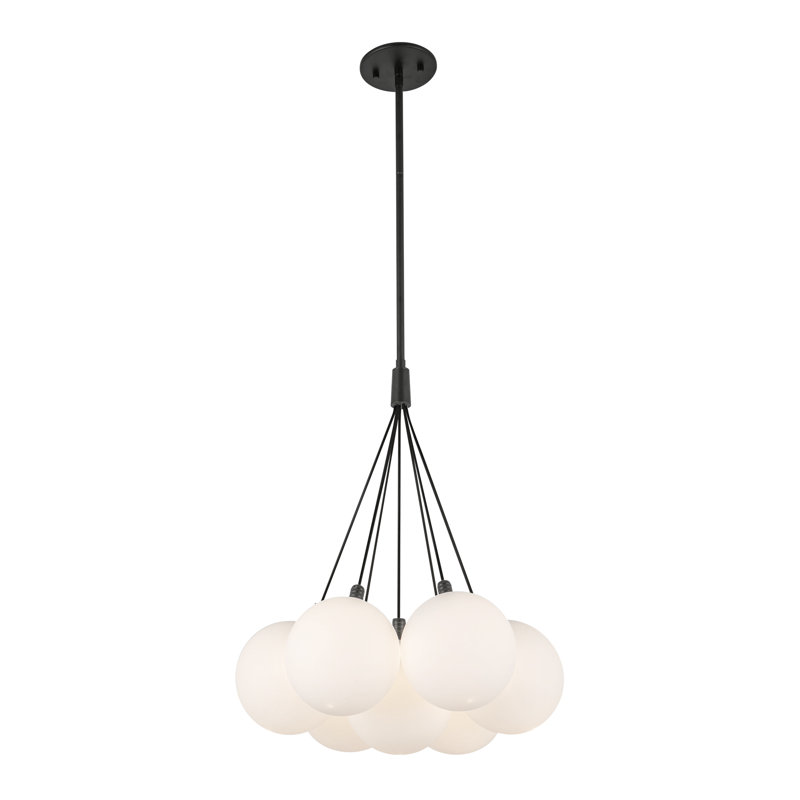 Bolla Steel LED Chandelier, 18" H x 16.5" W x 16.5" D, Black, 7