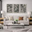 Abstrait botanique, art floral bohème noir et beige, photos murales de salon de style Mid-Century moderne, impression sur toile encadrée, 3 pièces, 16 po x 24 po x 3 pièces, 24 po x 36 po x 3 pièces, 20 po x 60 po x 3 pièces-90890072-90890073-119385102