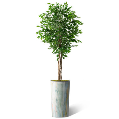 Artificial Tree In Modern Planter, Fake Ficus Silk Tree Home Decoration (Plant Pot Plus Tree)