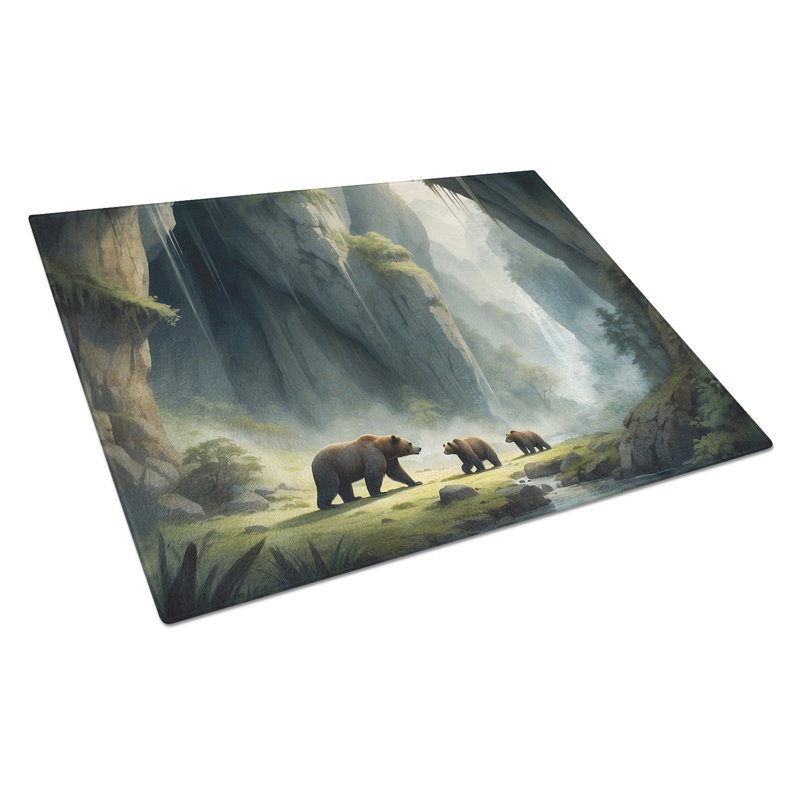 Cave Bears Glass Cutting Board