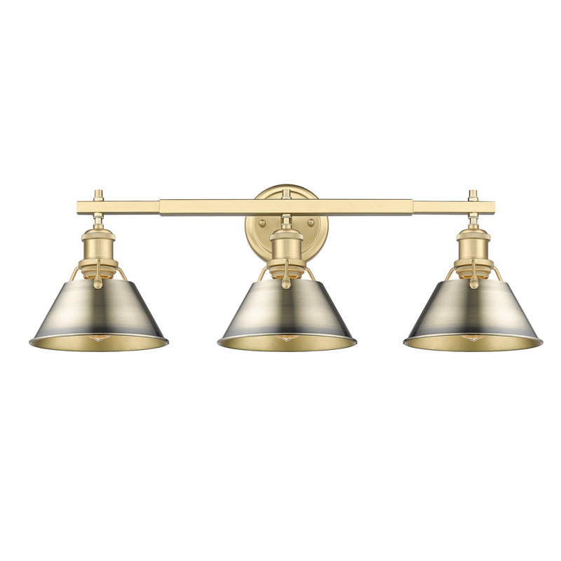 Felda 3-light fixture, Brushed Champagne Bronze, Aged Brass