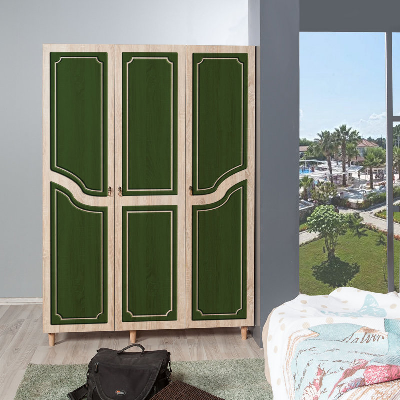 Rummel 3 Door Manufactured Wood Wardrobe, Green