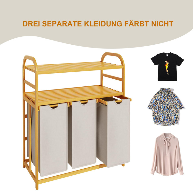 Laundry Sorter, Light Grey/Brown