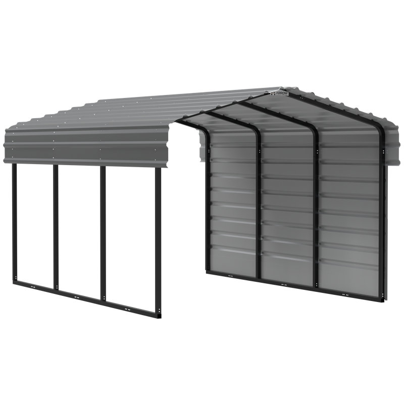 Steel Carport With 1 Side Wall Kit, 10X15X7, 98.4"H x 120"W x 183.25"D