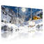 «Christmas Snowy Mountain Landscape with Lynx and Rabbit», ensemble de 3 reproductions d'art sur toile-55145746